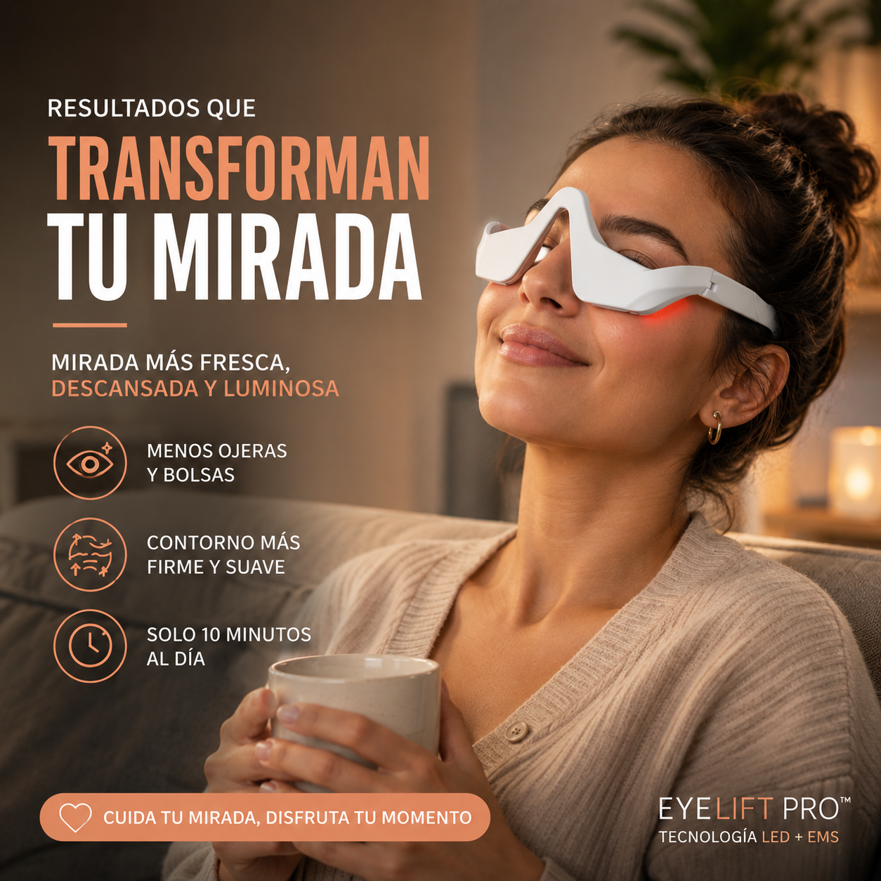 EyeLift Pro™ — Masajeador ocular LED + EMS manos libres